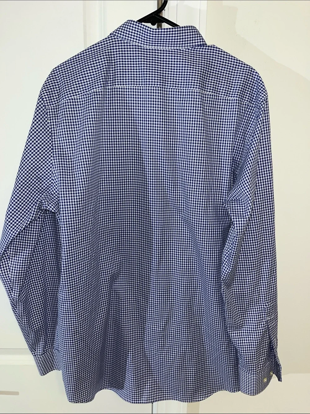 Blue White Non Iron Gingham Check Plaid Banana Republic LS Shirt L STD Fit Men’s